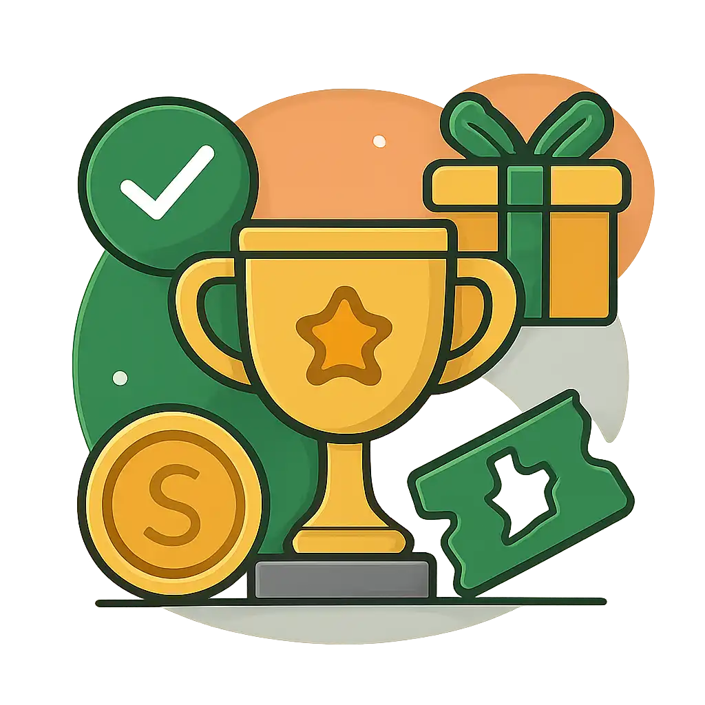 Trophy and reward icons: Tiranga Lottery bonuses graphic
